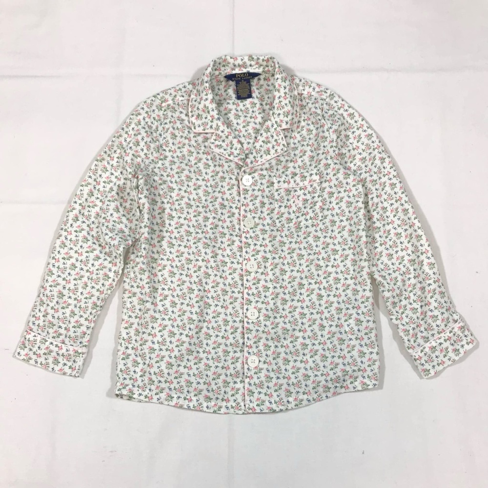 Polo Ralph Lauren Girls M 10-12 Flame Resistant Button Up Sleepwear Floral L/S